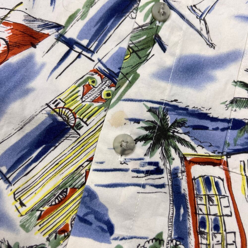 Vintage Pierre Cardin Hawaiian Vacation Shirt Tropical Drinks Short Sleeve M - Picture 4 of 5